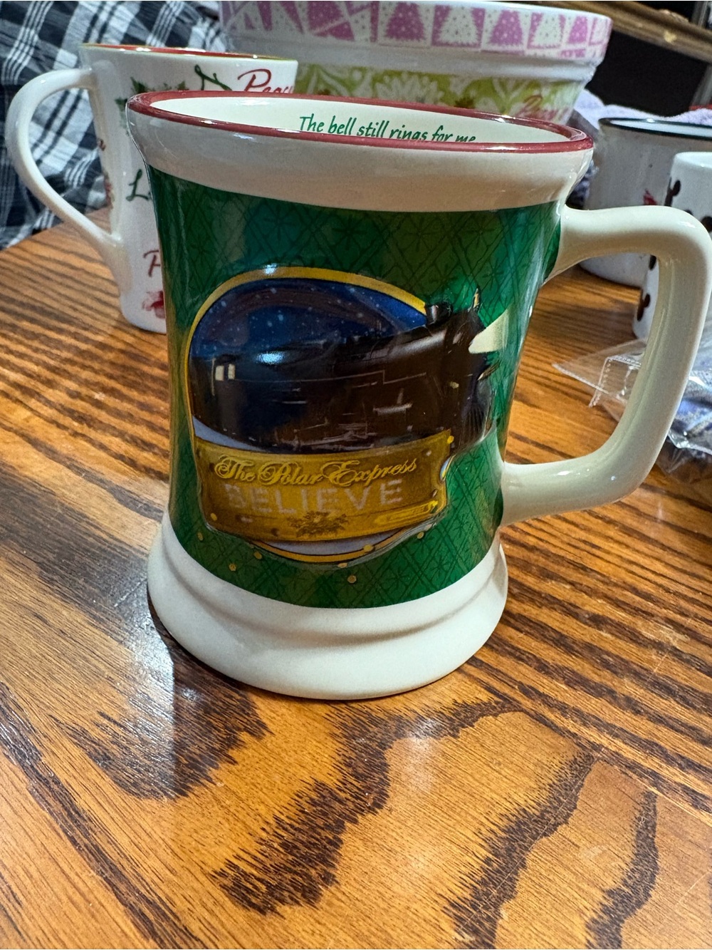 Polar Express Hot Chocolate Believe Ticket 3D Raised Design Coffee Mug Cup Train